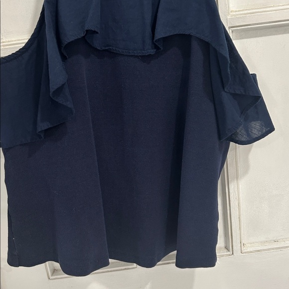 Maeve by Anthropologie Ruffled Rib Halter Tank Top in Navy - 1X - Picture 8 of 11